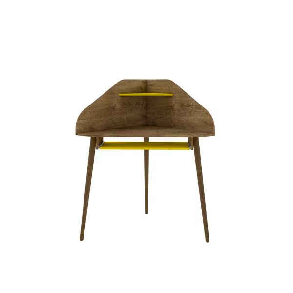 Bradley Corner Desk, Rustic Brown and Yellow, Manhattan Comfort, Mfr#: 229BMC94